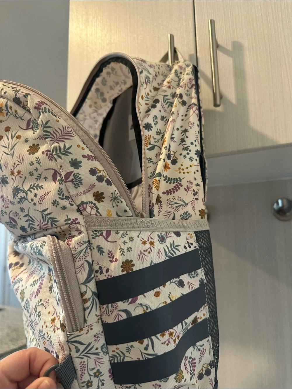 adidas Cream Floral Backpack with Multicolor Accents - Picture 4 of 5